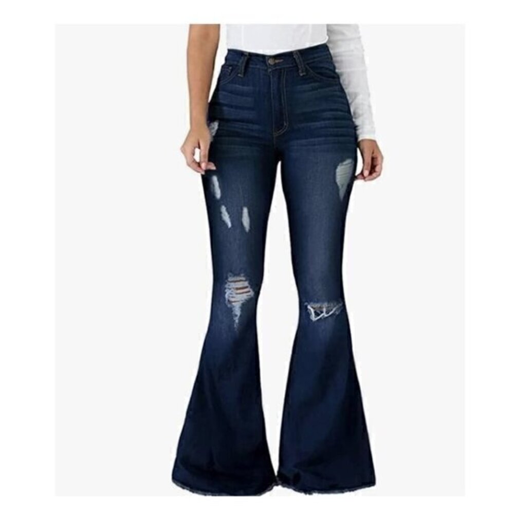 New Women's Flare Legs Jeans Blue